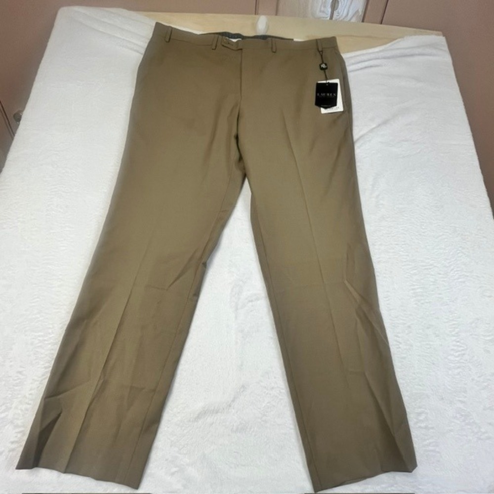 Lauren Ralph Lauren Mens UltraFlex Classic Fit Wool Dress Pants Tan 42W 32L NWT